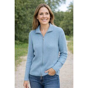Boston Proper size Large Ribbed Full Zip Cardigan Airy Blue